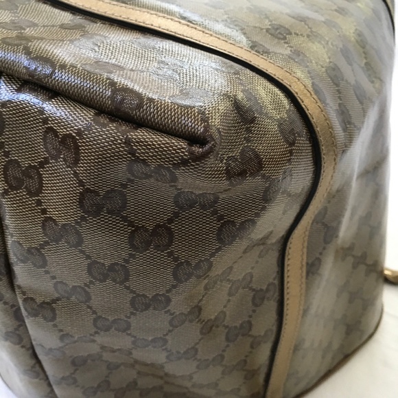 GUCCI Crystal Joy GG Tote Brown with Gold Trim - Picture 4 of 16